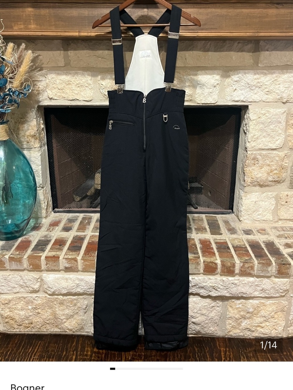 Vintage Bogner Women's Black Ski Bib Overalls Pants Long (best for XS or 0/2)